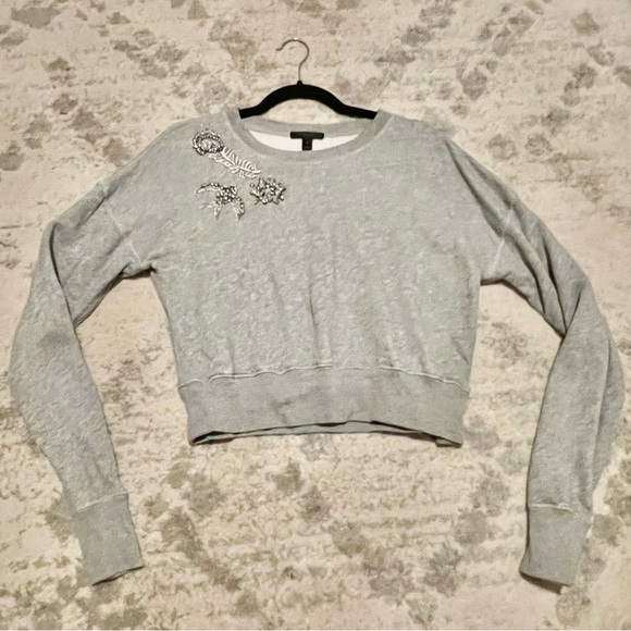 J.Crew Embellished Gray Cropped Sweater – Size Small - Picture 1 of 3